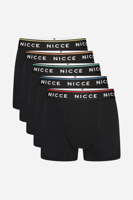 Black 5-Pack Cotton Rich Boxer Briefs With Logo Waistband And Subtle Coloured Trim