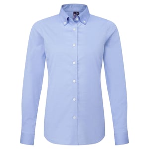 Premier Dames/Dames Supreme Oxford Overhemd met lange mouwen (Blauw Oxford)
