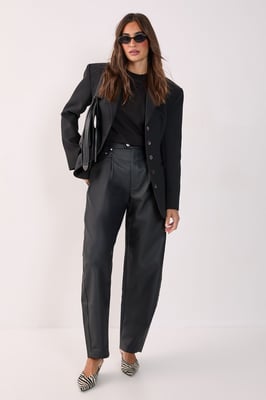 Barrel Leg Faux Leather Pants