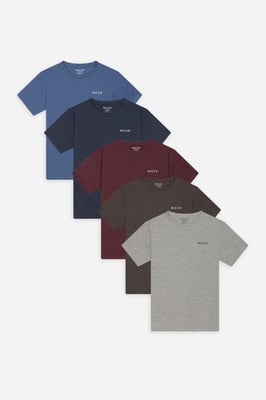 Multi 5-Pack 100% Cotton Crew Neck T-Shirts In Assorted Colours