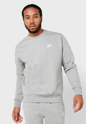 Nike Mens Crewneck Embroiderey Sweatshirt in Grey