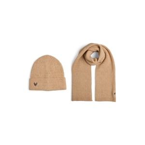 Pieces Dames wintermuts + sjaal gebreid pcniva giftbox beige