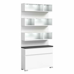 Furnilux Shoelove schoenenkast wandkast 1 klep, 1 lade, planken met licht , grijs