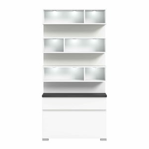 Furnilux Shoelove schoenenkast wandkast 1 klep, 1 lade, planken met licht , grijs