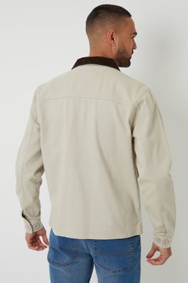 Stone Cord Collar Button Up Utility Jacket