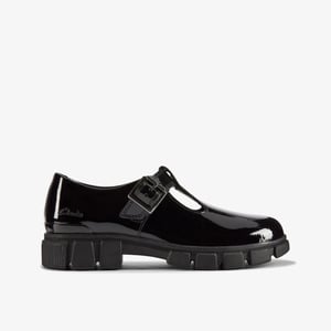 Evyn Bar Kid Black Patent Shoes
