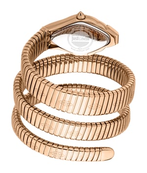 Just Cavalli Snake Watch, Rose Gold Color Case, Light Pink Dial, Rose Gold, Stainless Steel Bracelet