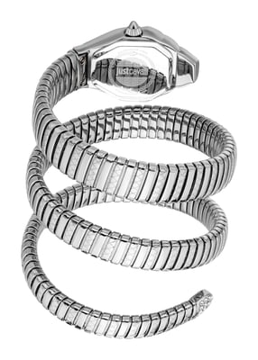 Just Cavalli Snake Watch, Silver Color Case, Silver Dial, Stainless Steel Bracelet
