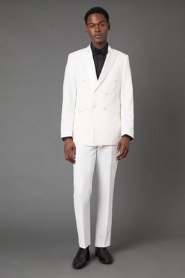 White Slim Fit Tuxedo Trousers