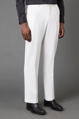 White Slim Fit Tuxedo Trousers