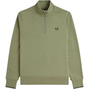 Fred Perry Mens Half Zip Sweatshirt OLive Mint