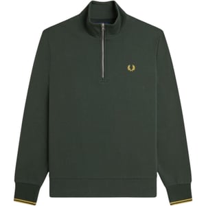 Fred Perry Mens Half Zip Sweatshirt Court Green