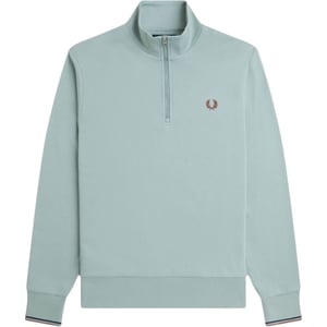 Fred Perry Mens Half Zip Sweatshirt Silver Blue
