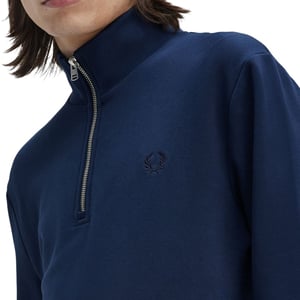 Fred Perry Mens Half Zip Sweatshirt Tennis Blue