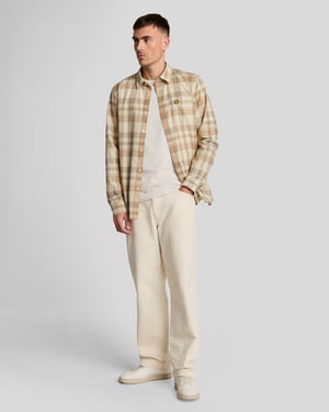 Lyle & Scott katoenen T-shirt met ronde hals - zand