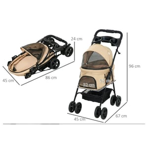 4goodz Hondenbuggy met zonnedak en opbergnet tot 4 kg licht