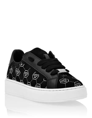 Suede Lo-Top Sneakers Monogram Strass