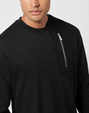 Long Sleeve T-Shirt With Jacquard Crest Insert
