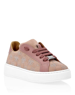 Suede Lo-Top Sneakers Monogram Strass