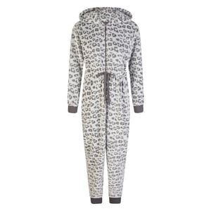 By Louise Dames huispak onesie fleece grijs panterprint