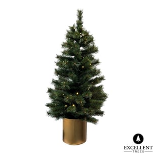 Excellent Trees Kerstboom ® husby 90 cm in pot met 80 led lampjes op batterijen -