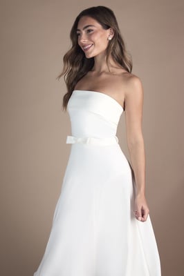 Bandeau Bow Waist Midi Wedding Dress