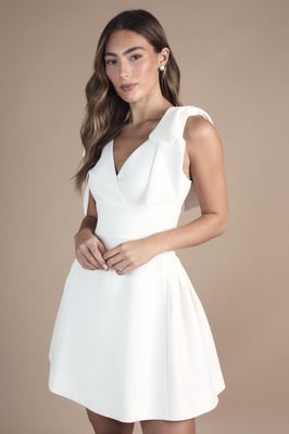 Skater Bridal Mini Dress With Bow Straps