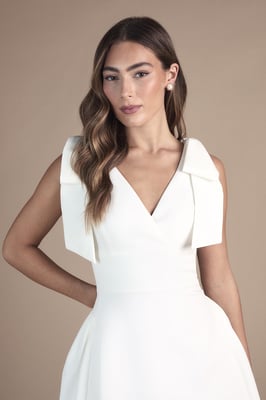 Skater Bridal Mini Dress With Bow Straps