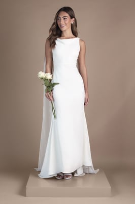 Petite Chiffon Cowl Back Detail Wedding Dress