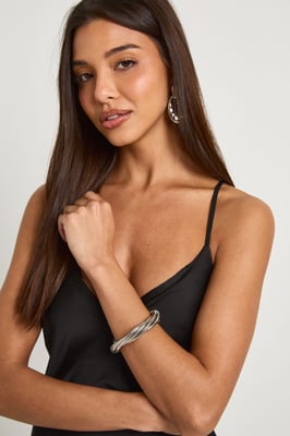 Silver Intertwined Stretch Bangle