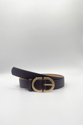 Gold Metal Buckle In Dark Brown