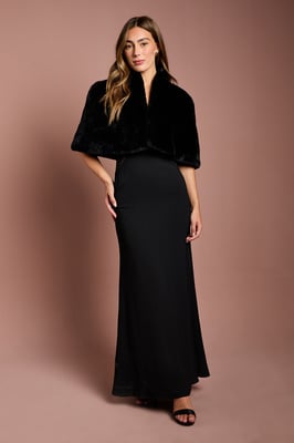 Black Faux Fur Short Cape