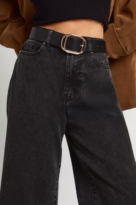 Faux Leather Double Buckle Detail Belt