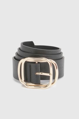 Faux Leather Double Buckle Detail Belt