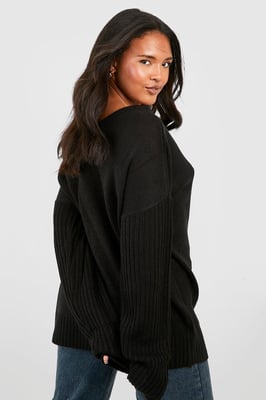 Plus V Neck V Back Oversized Jumper