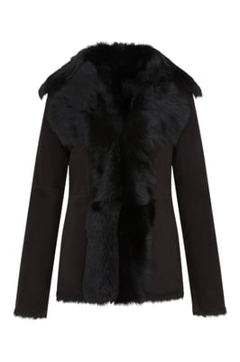Svart Toscana Merino Shearling Mockajacka Dam i Fårskinn - Siena
