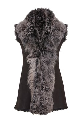 Svart Toscana Shearling Nappa Läder Fårskinnsväst Dam - Parkes