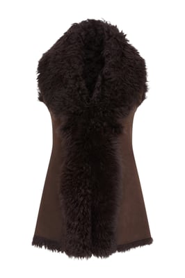 Brun Toscana Shearling Nappa Läder Fårskinnsväst Dam - Parkes