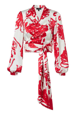 Carly Print Blouse Rood / Wit