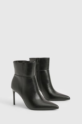 Stiletto Pointed Toe Column Calf High Boots