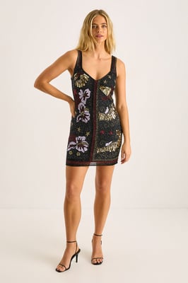 Celestial Placement Beaded Mini Dress