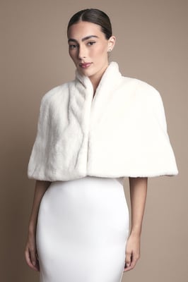 Ivory Faux Fur Short Cape