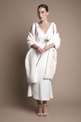 Ivory Faux Fur Wrap Shawl