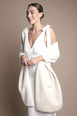 Ivory Faux Fur Wrap Shawl