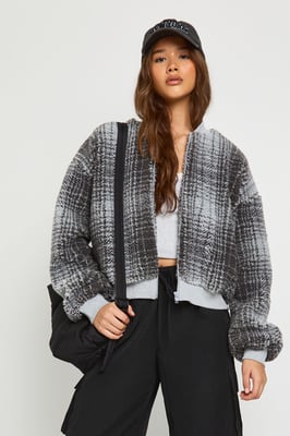 Check Teddy Bomber Jacket