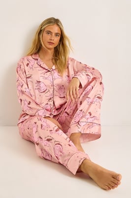 Satin Horse Western Print Contrast Piped Pajama Pants Set
