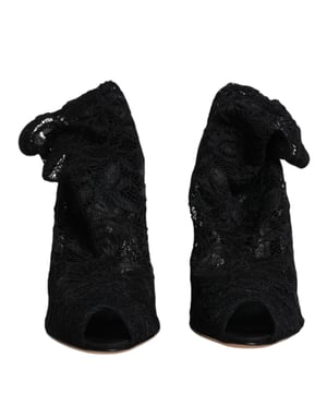 Lace Peep Toe Pumps Zwarte Stijl