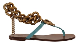 Chainembellished Leather Sandals Flat Sandals Blue