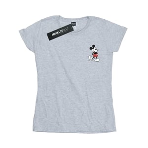 Disney Womens/Ladies Mickey Mouse Kickin Retro Chest Cotton T-Shirt (Sports Grey)