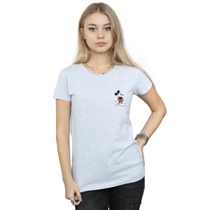 Disney Womens/Ladies Mickey Mouse Kickin Retro Chest Cotton T-Shirt (Sports Grey)